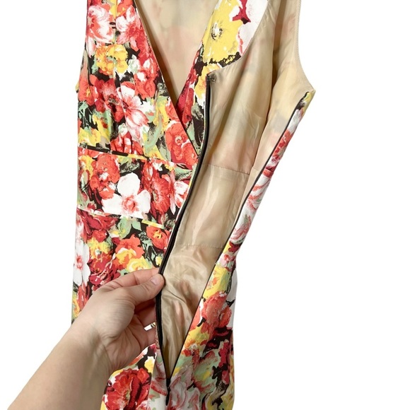 Ann Taylor Factory Floral V Neck Midi Tea Party A Line Dress - Picture 7 of 13